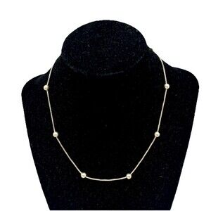 Sterling Silver Italy 925 Bead Ball Necklace Vintage